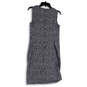 Womens Blue Geometric Print Back Zip Round Neck Sheath Dress Size 4 image number 2