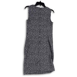 Womens Blue Geometric Print Back Zip Round Neck Sheath Dress Size 4 alternative image