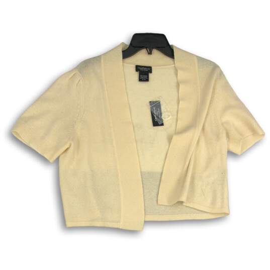 NWT Cashmere Lord & Taylor Womens Ivory Cropped Open Front Cardigan Sweater XL image number 1
