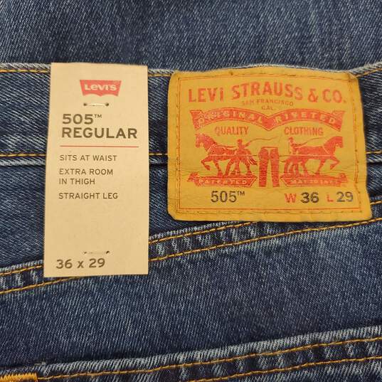 Levi's Men 505 Straight Leg Blue Jeans 36 x 29 NWT image number 8