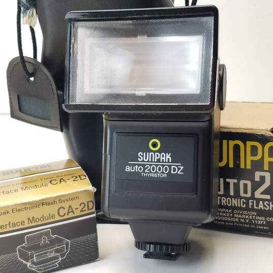 Lot of 2 Assorted Sunpak Camera Flashes with Interface Module CA-2D image number 2