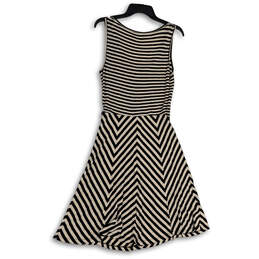 Womens Black Tan Striped Sleeveless Knee Length Fit & Flare Dress Size 6 alternative image