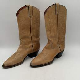 Imperial Mens Beige Leather Mid Calf Pull-On Cowboy Western Boots Size 10 alternative image