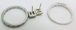 Artisan 925 CZ Pendant Necklace Post Earrings Rings & Byzantine Bracelet alternative image