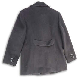 Womens Black Notch Lapel Long Sleeve Double Breasted Pea Coat Size 14 alternative image