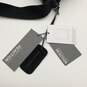 NWT Mens Black Leather Adjustable Strap Charm Tablet Messenger Bag image number 3