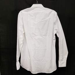 Mens White Cotton Pointed Collar Long Sleeve Button-Up Shirt Size 39 alternative image
