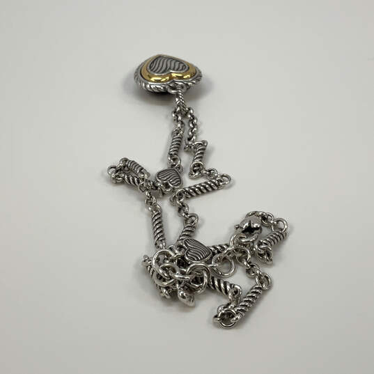 Designer Brighton Silver-Tone Bibi Heart Gem Scroll Chain Pendant Necklace image number 3