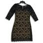 Karen Kane Womens Black Lace Round Neck Scalloped Hem Shift Dress Size M image number 2