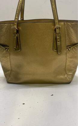 Michael Kors Voyager Gold Leather Tote Bag alternative image