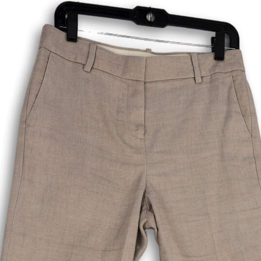 Womens Beige Flat Front Slash Pocket Straight Leg Dress Pants Size 6 image number 3