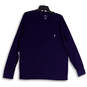 Mens Blue Waffle-Knit Long Sleeve Crew Neck Pullover T-Shirt Size XL image number 1