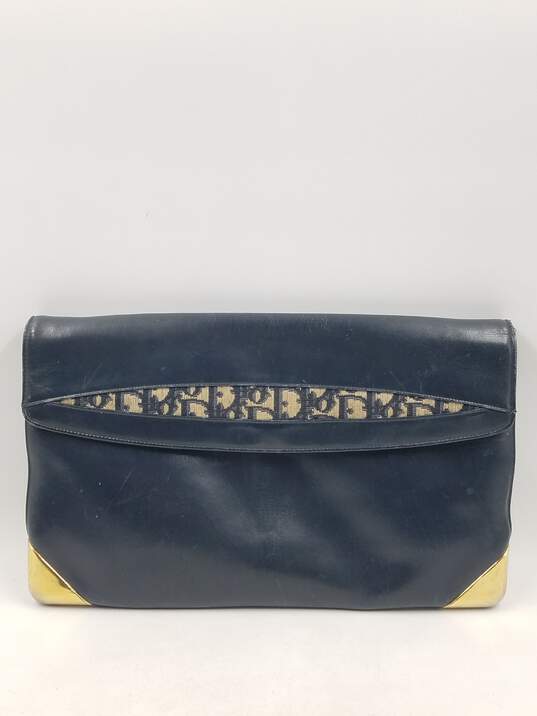 Authentic Christian Dior Navy Convertible Clutch image number 1