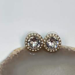 Designer Givenchy Gold-Tone Crystal Cut Stone Round Shape Stud Earrings