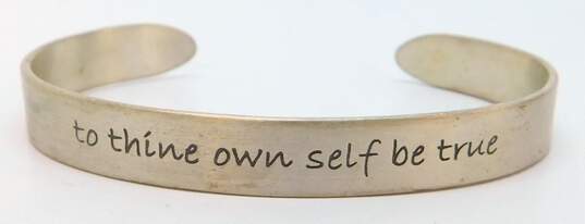 Artisan 925 Well Behaved Women & To Thine Self Be True Quotes Stamped Cuff Bracelets Set 31.5g image number 4