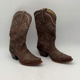 Tony Lama Womens Brown Teal Leather Studded Cowgirl Western Boots Size 5.5 alternative image