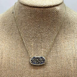 Designer Kendra Scott Gold-Tone Blue Crystal Stone Filigree Pendant Necklace