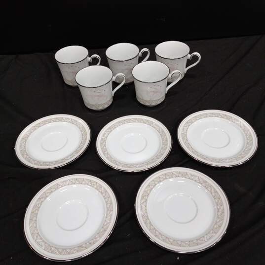 10PC Lenox Bouquet Collection Pink Lily Pattern Cups & Saucers Bundle image number 1