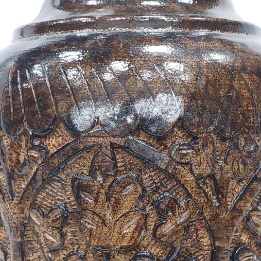 Handcrafted Carved Wooden Vase 15" Home Decor image number 6