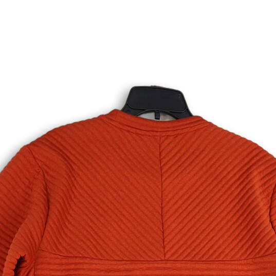 Mens Orange Quilted Crewneck Long Sleeve Pullover Sweatshirt Size Large image number 4