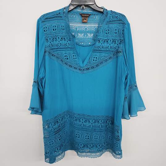 Rich Teal 3/4 Sleeve Blouse image number 1