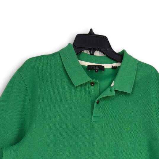 Mens Green Spread Collar Long Sleeve Golf Polo Shirt Size 6 image number 3