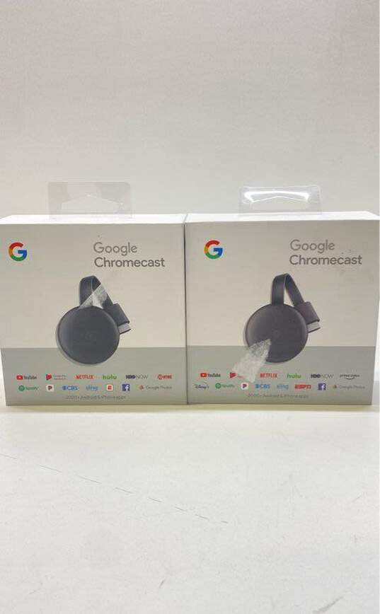 Google Chromecast (3rd Generation) - Charcoal Bundle Lot of 2 IOB image number 1