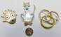 Artisan Sterling Silver Cat Turquoise Surprised Face & Interlocking Circle Brooches 38g image number 5