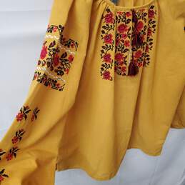 Women's Unbranded Unsized Mustard Yellow Embroidered Blouse Estimated Size L alternative image