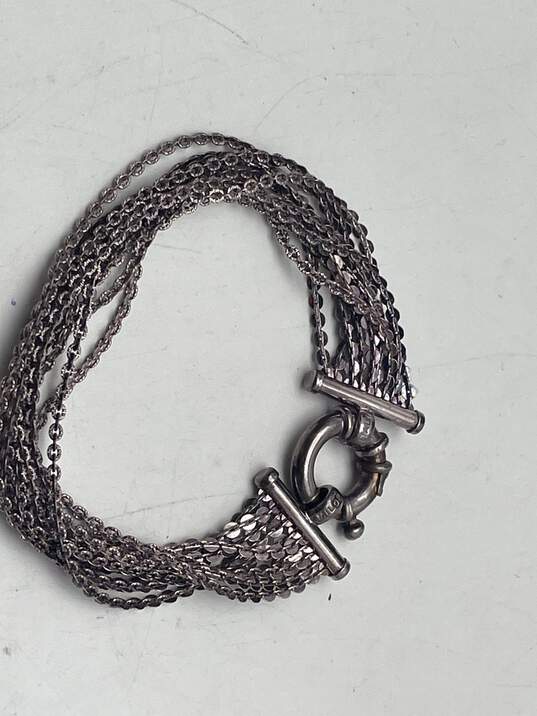 925 Sterling Silver Womens Toggle Clasp Multi Row Fine Chain Bracelet 16.6g image number 5