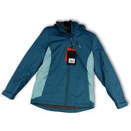 NWT Womens Green Long Sleeve Sherpa Lined Hooded Full-Zip Ski Jacket Size S