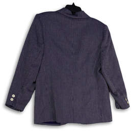 Womens Blue Printed Notch Lapel Long Sleeve Pockets One Button Blazer Sz 12 alternative image