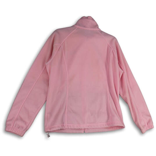 Womens Pink Fleece Long Sleeve Mock Neck Pockets Full-Zip Jacket Size XL image number 2