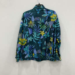 Womens Blue Floral Embroidered Collared Long Sleeve Button-Up Shirt Size 3 alternative image