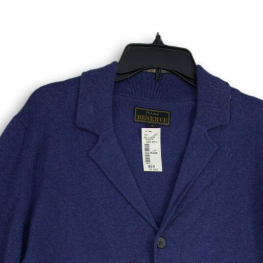 NWT JOS.A. Bank Reserve Mens Blue Collared Long Sleeve Cardigan Sweater Size M image number 3