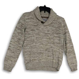 Womens Tan Tight-Knit Mock Neck Long Sleeve Pullover Sweater Size Medium