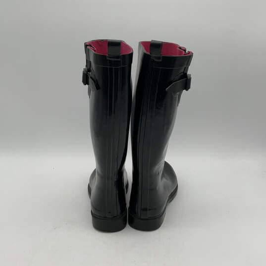 Womens Black Round Toe Mid-Claf Pull-On Waterproof Rain Boots Size 6 image number 2