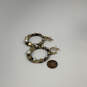 Designer Stella & Dot Gold-Tone Multiple Pearls Game Changer Hoop Earrings image number 3
