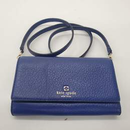 Kate Spade Sapphire Blue Pebble Leather Small Clutch Crossbody Bag