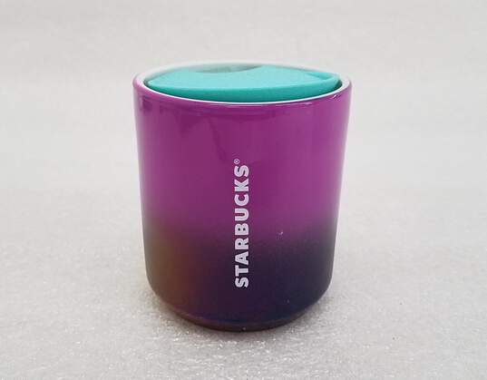 Starbucks 2021 Summer Purple Iridescent Rainbow 8 Oz. Ceramic Mug With Sip Lid image number 1