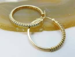 14K Yellow Gold 0.54 CTTW Diamond Hoop Earrings 4.4g