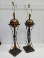 Pair Of Vintage Metal Neoclassical Globe Table Lamps image number 3