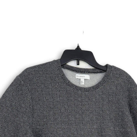 Womens Gray Crew Neck Front Pockets Long Sleeve Pullover Sweatshirt Size L image number 3