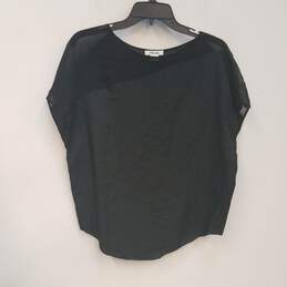 Womens Black Short Sleeve Round Neck Pullover Casual Blouse Top Size PP