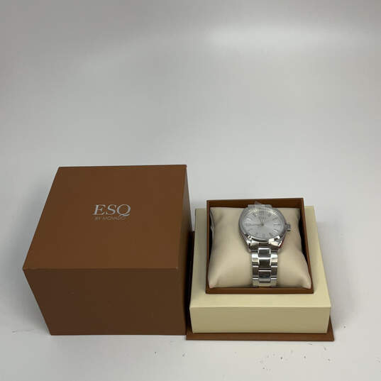 Designer ESQ Movado Silver-Tone Stainless Steel Analog Wristwatch w/ Box image number 1