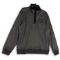 Mens Gray Mock Neck Front Pocket Long Sleeve Pullover Sweatshirt Sz L 42-44 image number 1