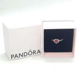 Pandora 925 ALE Sterling Silver Crystal Heart 6.5 Ring W/Box 2.0g