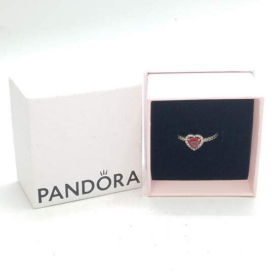 Pandora 925 ALE Sterling Silver Crystal Heart 6.5 Ring W/Box 2.0g image number 1