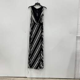 NWT White House Black Market Womens Black White Sleeveless Maxi Dress Size M