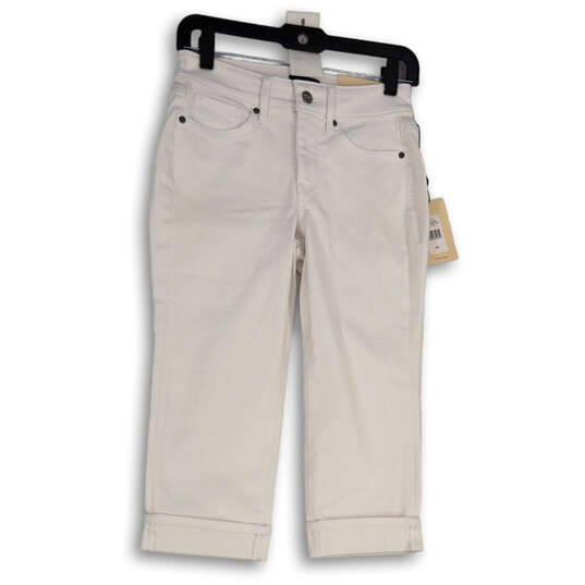 NWT Womens White Denim Medium Wash Straight Leg Cropped Jeans Size 00P image number 1